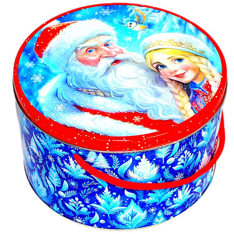 Сладкий подарок на Новый Год в жестяной упаковке весом 700 грамм
